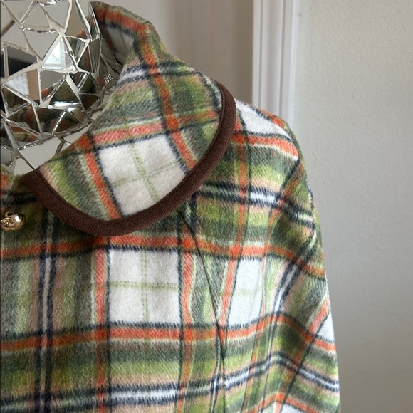 Janie and Jack Plaid Cape - Green, Orange, Brown - Picture 5 of 10